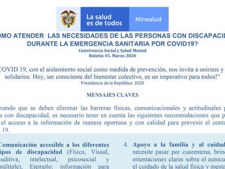 ¿Cómo atender las necesidades de las personas con discapacidad durante la emergencia sanitaria por covid-19?