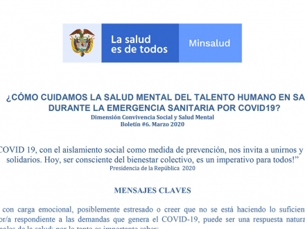 ¿Cómo cuidamos la salud mental del talento humano en salud durante la emergencia sanitaria por covid-19?