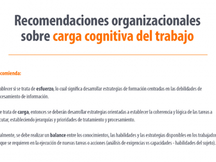 Recomendaciones organizacionales sobre carga cognitiva del trabajo