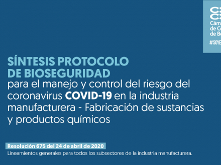 Síntesis protocolo de bioseguridad para el manejo y control del riesgo del coronavirus covid-19 en la industria manufacturera - Fabricación de sustancias y productos químicos