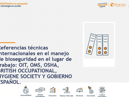 Referencias técnicas internacionales en el manejo de bioseguridad en el lugar de trabajo: OIT, OMS, OSHA, British Occupational, Higiene Society y Gobierno Español