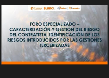 PRESENTACIÓN FORO ESPECIALIZADO - CARACTERIZACIÓN Y GESTIÓN