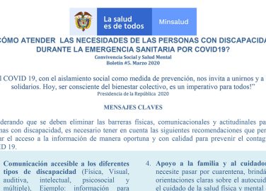 ¿Cómo atender las necesidades de las personas con discapacidad durante la emergencia sanitaria por covid-19?