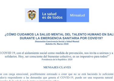 ¿Cómo cuidamos la salud mental del talento humano en salud durante la emergencia sanitaria por covid-19?