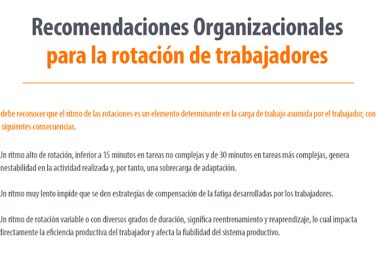 Recomendaciones organizacionales para la rotación de trabajadores