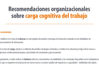 Recomendaciones organizacionales sobre carga cognitiva del trabajo