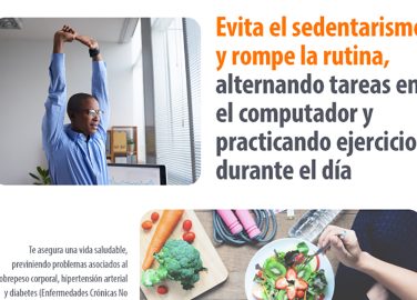 Evita el sedentarismo y rompe la rutina, alternando las tareas en el computador y practicando ejercicio durante el día