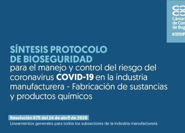 Síntesis protocolo de bioseguridad para el manejo y control del riesgo del coronavirus covid-19 en la industria manufacturera - Fabricación de sustancias y productos químicos