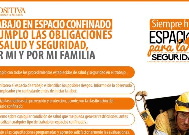 Trabajo en espacio confinado y cumplo las obligaciones de salud y seguridad, por mí y mi familia